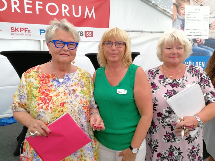 Eva Eriksson, SPF, Eva Nybelius (C), och Liza di Paolo Sandberg, SKPF pensionärerna Eva Eriksson, SPF, Eva Nybelius (C), och Liza di Paolo Sandberg, SKPF pensionärerna
