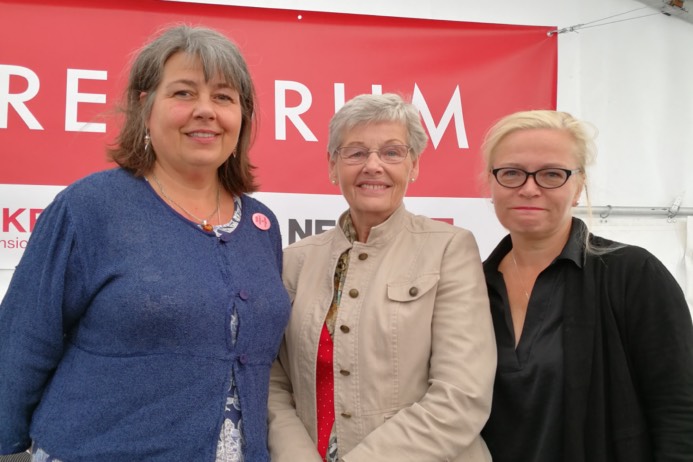 Anne-Maria Carlsgård, Kommunal, pensionsexpert Berit Bölander, förbundsordförande SKPF Pensionärerna, Britta Lejon, ST, ordförande