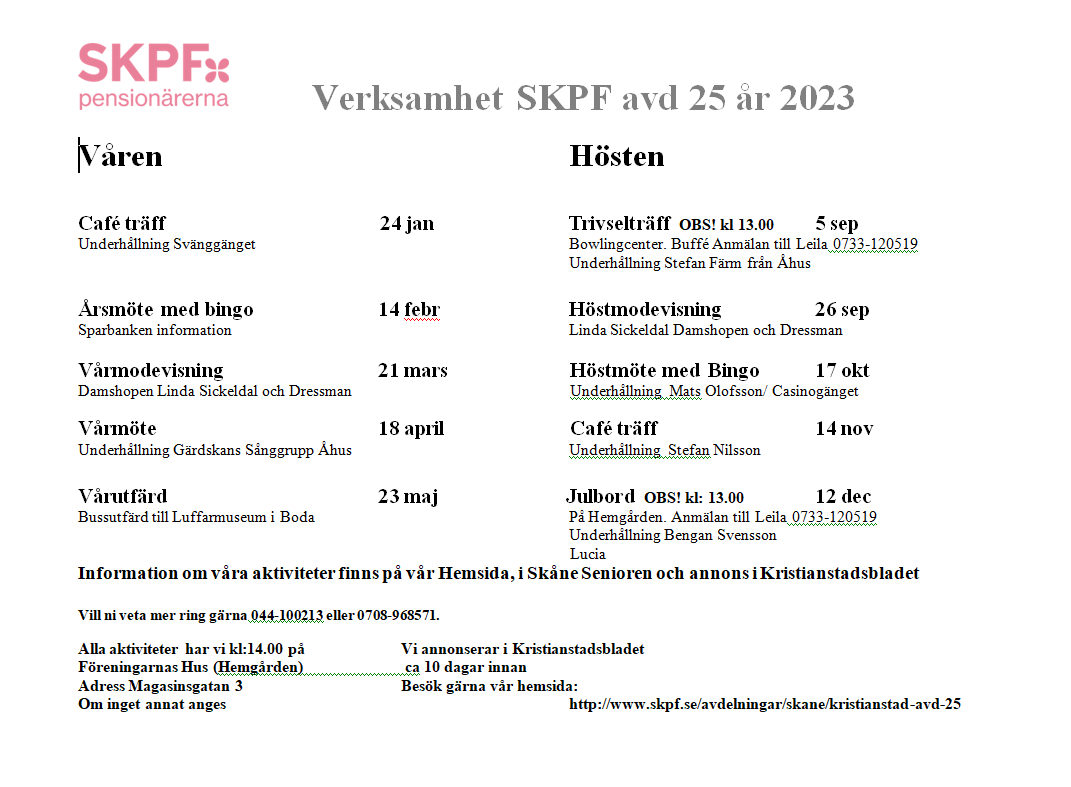 Aktiviteter hösten 2023