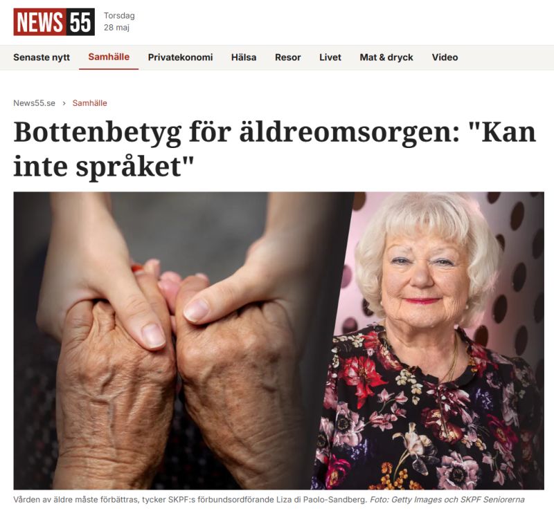”Knappt var tredje svensk har förtroende för att äldreomsorgen ger en värdig omsorg”