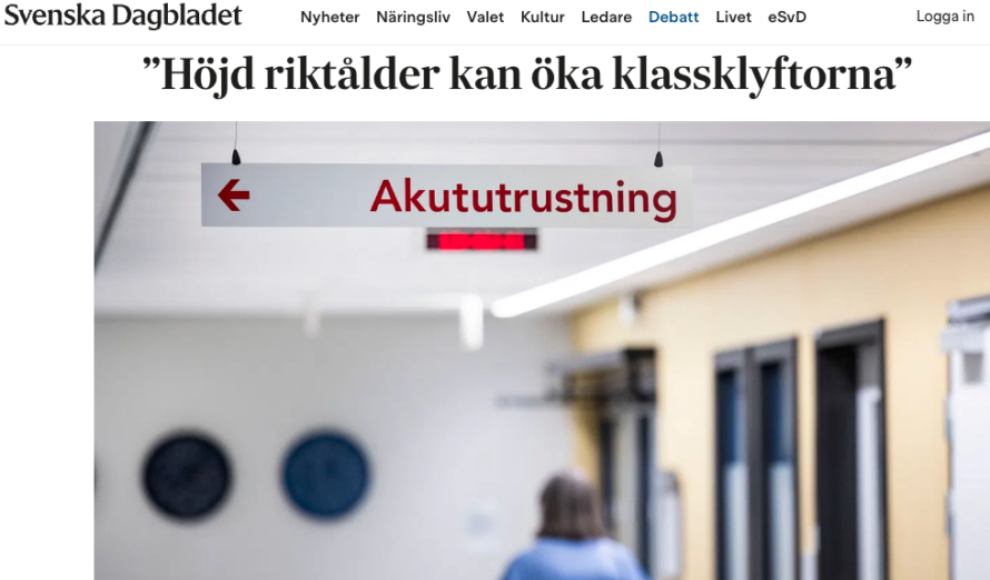 SKPF i SvD debatt: ”Höjd riktålder kan öka klassklyftorna”
